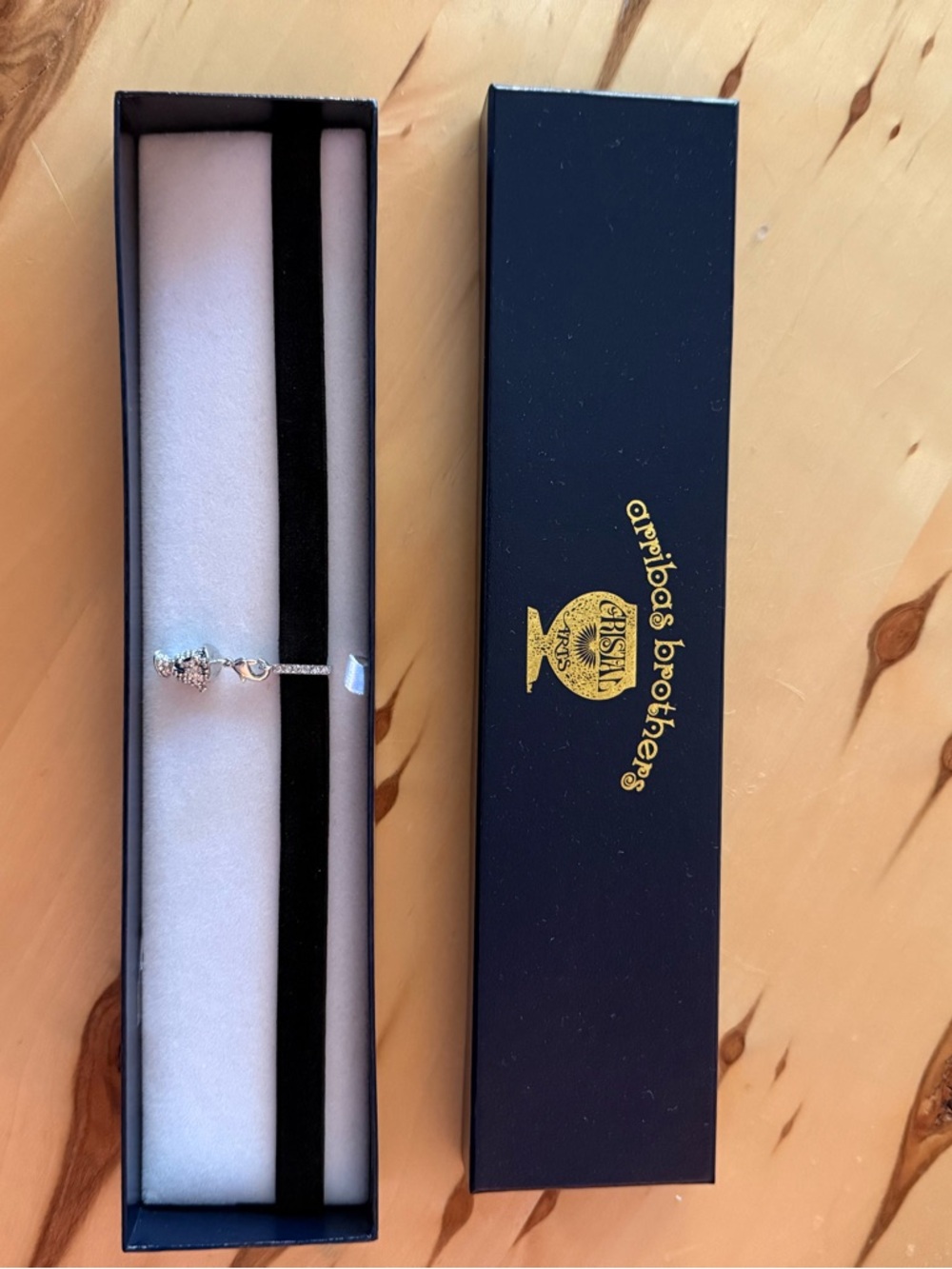 PANDORA CHIP WITH CHOKER ARRIBAS BROTHERS CRYSTAL SILVER BLACK CUBIC ZIRCONIA